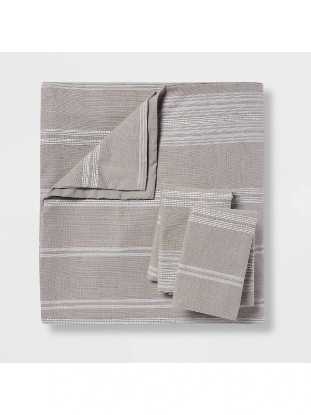 Threshold King Gray Striped Woven Cotton Duvet and Sham Set
